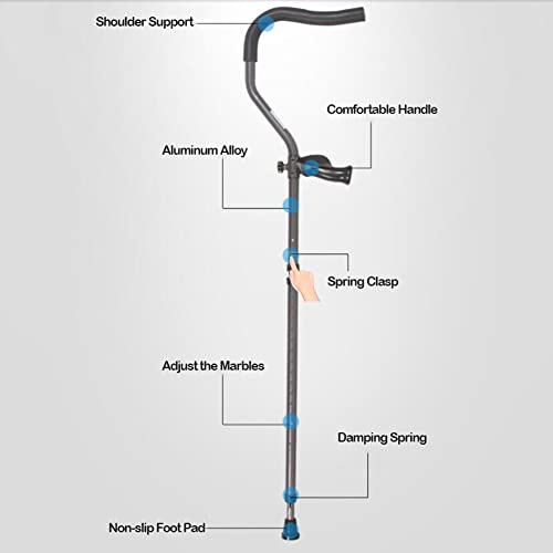 Muletas plegables para adultos, muletas axilares ergonómicas (1 par), muletas con amortiguación en las axilas para caminar, muletas ajustables dobles para ancianos y discapacitados ( Size : 158cm )