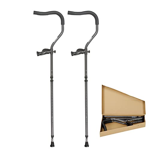 Muletas plegables para adultos, muletas axilares ergonómicas (1 par), muletas con amortiguación en las axilas para caminar, muletas ajustables dobles para ancianos y discapacitados ( Size : 158cm )