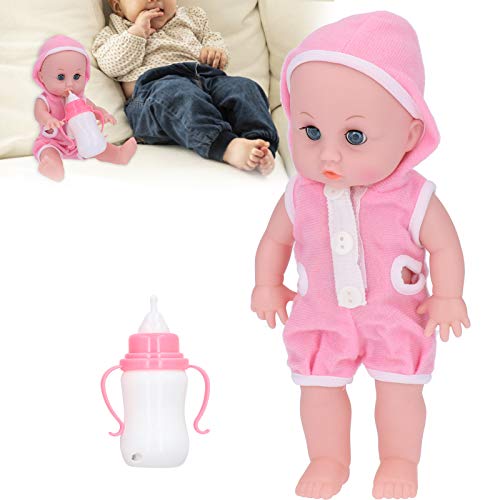 Muñeca Bebé Biberón Set Educativo Muñeca Linda Regalo de Juguete para Niños Niña con Efecto de Sonido Rosa(rosado)