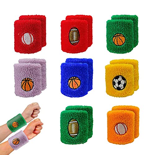 Muñequera Deportivas para Niños, Muñequera para Deportes al Aire Libre, Muñequera Multiusos, Muñequera de Colores, Muñequera Transpirables para Fútbol, Baloncesto Deportes Atléticos - 16 Pack