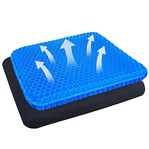 munloo Cojín Antiescara de Gel Multifuncional, cojín de Apoyo de Asiento de Silla de Alta Elasticidad, Fresco y Transpirable, para Aliviar la Fatiga de la Cadera para la Oficina, Casa, Coche (Azul)