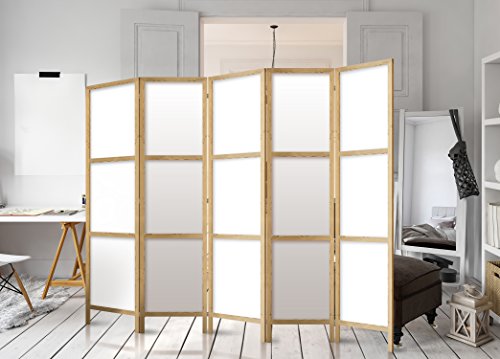 murando - Biombo XXL 225x171 cm - 5 Paneles Lienzo de Tejido no Tejido Tela sintética Separador Madera Design de Moda Hecho a Mano Deco Home Office Japón p-A-0009-z-c