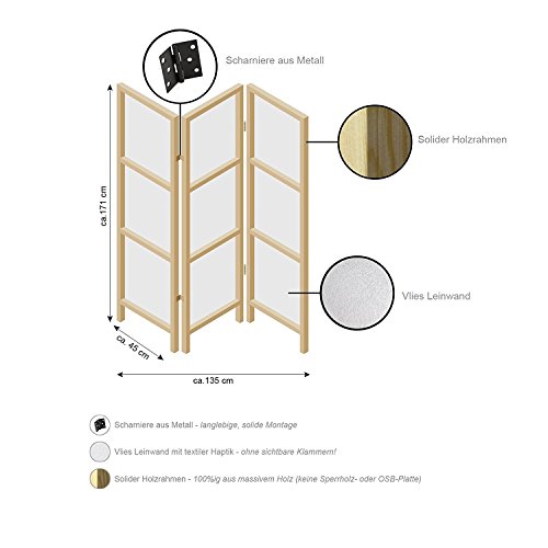 murando - Biombo XXL Geisha 225x171 cm 5 Paneles Lienzo de Tejido no Tejido Tela sintética Separador Madera Design de Moda Hecho a Mano Deco Japón p-B-0027-z-c