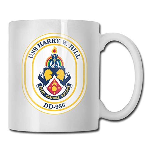 NA Azul Marino USS Harry W.Hill DD986 Taza de Regalo Divertida Tazas de elaboración de té Blanco 11 oz