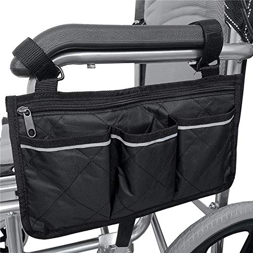 Namvo Bolsa para silla de ruedas con bolsillos – Universal Impermeable Apoyabrazos Bolsa Lateral para Silla de Ruedas Eléctrica, Scooter Movilidad, Marco de Caminar, Accesorios,