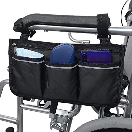 Namvo Bolsa para silla de ruedas con bolsillos – Universal Impermeable Apoyabrazos Bolsa Lateral para Silla de Ruedas Eléctrica, Scooter Movilidad, Marco de Caminar, Accesorios,