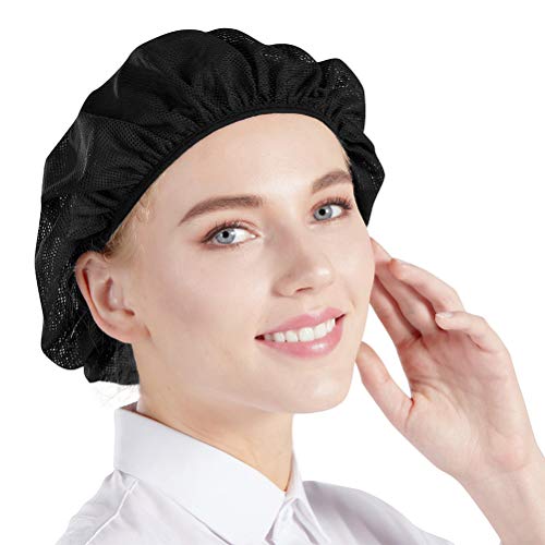 Nanxson 5pcs Unisex Mob Caps Malla Taller Industrial Trabajo de protección Sombreros de Cocina elásticos Red para el Cabello CF9023 (Negro (Paquete de 5), L)