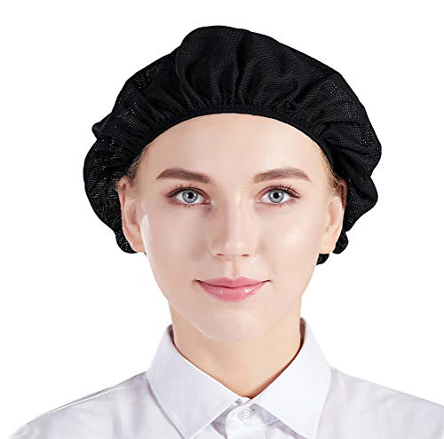 Nanxson 5pcs Unisex Mob Caps Malla Taller Industrial Trabajo de protección Sombreros de Cocina elásticos Red para el Cabello CF9023 (Negro (Paquete de 5), L)