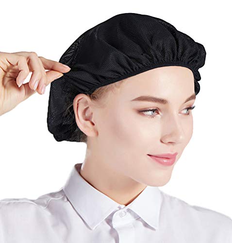 Nanxson 5pcs Unisex Mob Caps Malla Taller Industrial Trabajo de protección Sombreros de Cocina elásticos Red para el Cabello CF9023 (Negro (Paquete de 5), L)