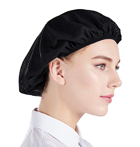 Nanxson 5pcs Unisex Mob Caps Malla Taller Industrial Trabajo de protección Sombreros de Cocina elásticos Red para el Cabello CF9023 (Negro (Paquete de 5), L)