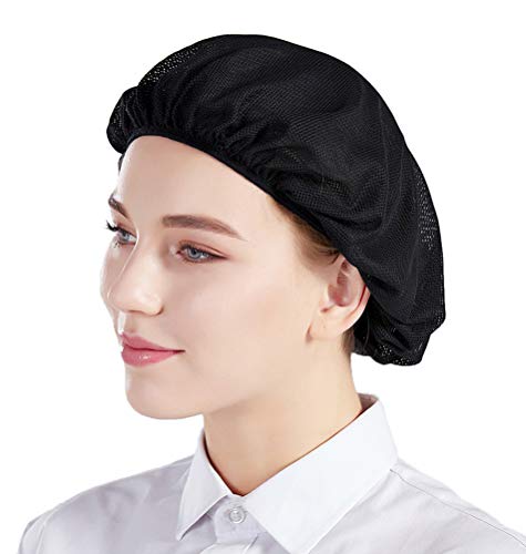 Nanxson 5pcs Unisex Mob Caps Malla Taller Industrial Trabajo de protección Sombreros de Cocina elásticos Red para el Cabello CF9023 (Negro (Paquete de 5), L)