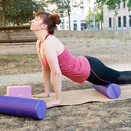 Navaris Rodillo para Pilates - Rodillo de Espuma de 45 CM para Masaje Fitness Yoga - Foam Roller para Entrenamiento Muscular Equilibrio - En Morado