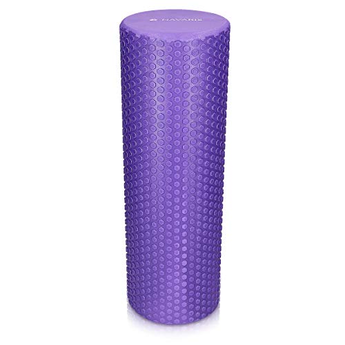 Navaris Rodillo para Pilates - Rodillo de Espuma de 45 CM para Masaje Fitness Yoga - Foam Roller para Entrenamiento Muscular Equilibrio - En Morado