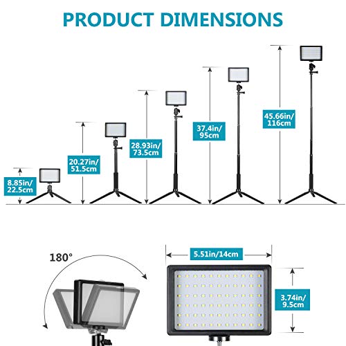 Neewer 2-Pack Luz LED Video 5600K Regulable con Soporte Trípode Ajustable/Filtros de Color para Tablero de Mesa/Angulo Bajo,Iluminación LED Colorida,Retrato Producto Fotografía Video Youtube