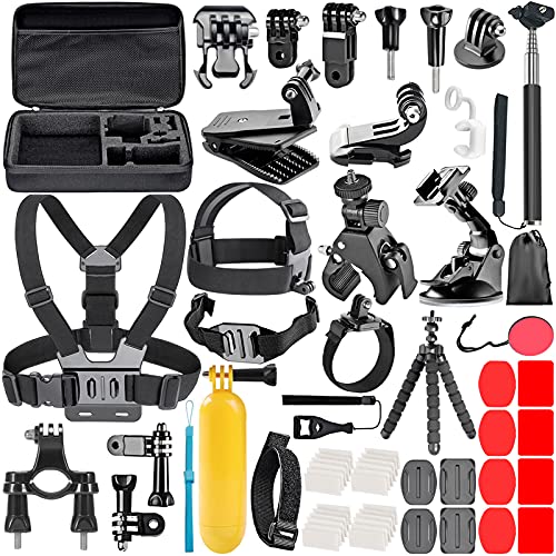 Neewer Kit de Accesorios de Cámara de Acción 58 en 1 para GoPro Hero 9 8 MAX 7 6 5 4 Negro 2018 Sesión, SJ4000/5000, para Nikon y Sony Deporte DV para Montar Camping y Más