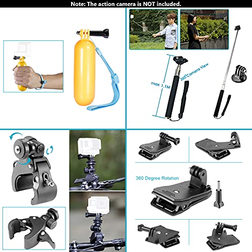 Neewer Kit de Accesorios de Cámara de Acción 58 en 1 para GoPro Hero 9 8 MAX 7 6 5 4 Negro 2018 Sesión, SJ4000/5000, para Nikon y Sony Deporte DV para Montar Camping y Más