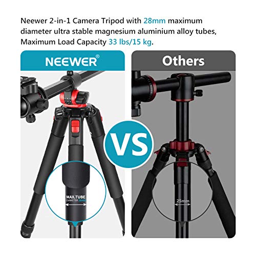 Neewer Monopod Trípode Cámara Aluminio de 200cm con Columna Central Giratoria 360 Grados y Cabeza Esférica Placa de Zapata Rápida Bolsa Videocámara con Cámara DSLR Viaje y Trabajo Carga hasta 15kg