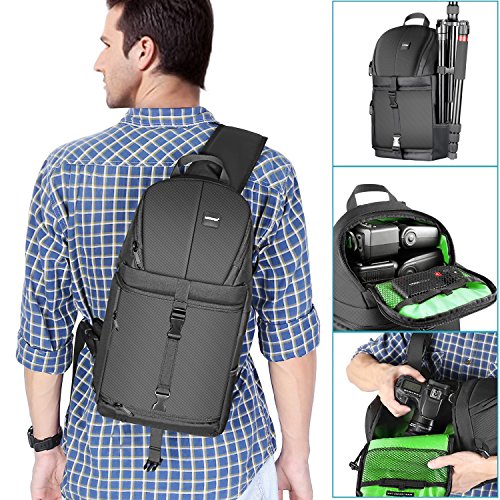 Neewer Professional Mochila Peso 653g la Viene con Bolsillos para Accesorios Protección Contra la Lluvia Compatible con Cámara Nikon Canon Sony y otras Cámaras y Lentes DSLR Trípode(Verde)