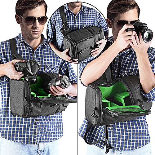 Neewer Professional Mochila Peso 653g la Viene con Bolsillos para Accesorios Protección Contra la Lluvia Compatible con Cámara Nikon Canon Sony y otras Cámaras y Lentes DSLR Trípode(Verde)