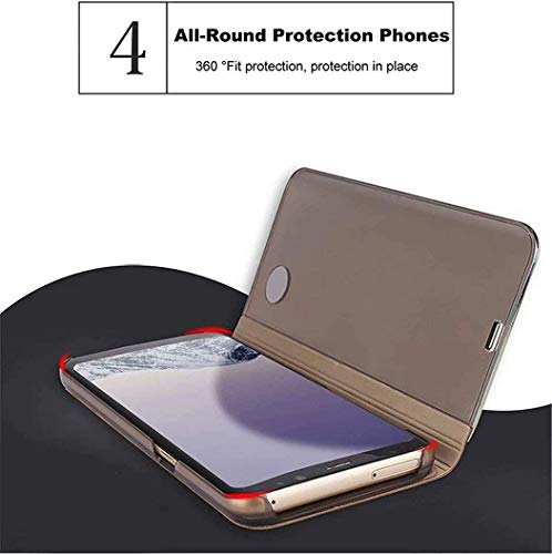 NEINEI Funda para Samsung Galaxy A52/A52s 5G,Moda Funda Flip Espejo Inteligente Caso Cuero Carcasa con Función de Soporte,PC/PU Vista Clara Protección Phone Case Cover,Morado