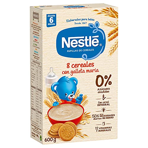 Nestlé Papilla 8 cereales con galleta María - Alimento Para bebés - Paquete de 6x600 g - Total: 3.6kg