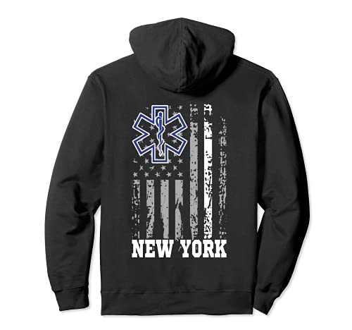 New York Thin White Line EMS EMT Paramedic USA Flag Regalo Sudadera con Capucha