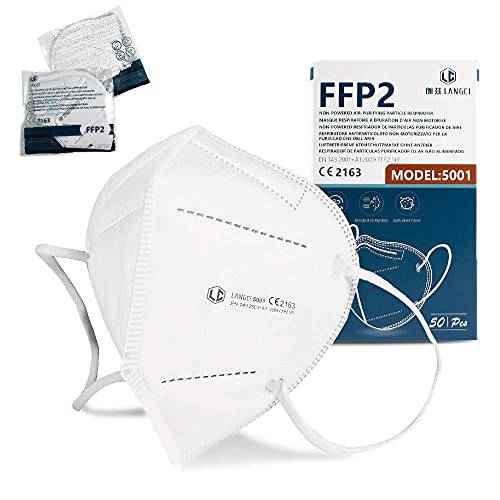 NEWTECK Mascarillas FFP2 50 Unidades Homologadas CE 2163. Mascarillas FFP2 Blancas con Alta eficiencia Filtración, Packs Individuales, Normativa UNE-EN 149:2001+A1:2009, Transpirables. SIN GRAFENO