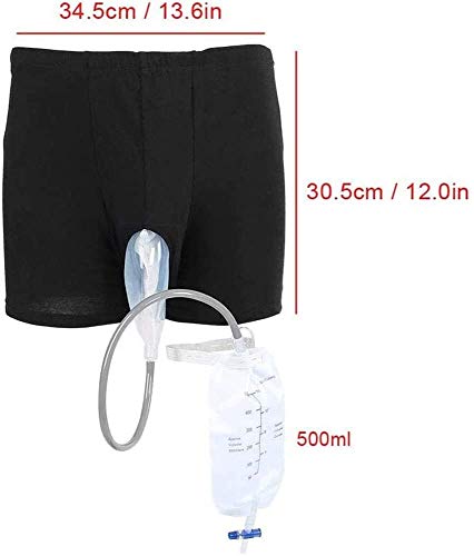 NHY Sistema Urinario con Bolsas de Recogida estancos Pisshalter para los Pantalones, Bolsa de orina incontinencia portátiles portátiles para los Hombres de Edad Avanzada,M