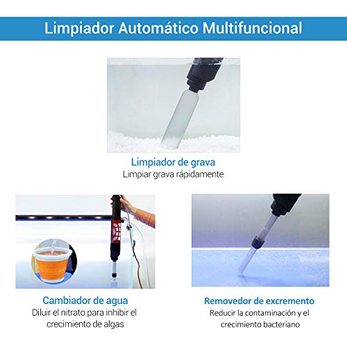 NICREW Aspirador Automático para Acuario, Limpiador Grava Acuario, Cambiador de Agua Acuario Adecuada para Peceras Medianas y Grandes