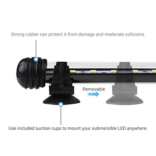 NICREW Luz Blanca LED Sumergible para Acuarios, Barra de luz Subacuatica 2W 18cm Lampara Sumergible Acuario LED, Tubos de Luz Impermeable