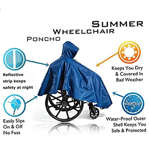 NIDONE Poncho resistente para silla de ruedas, reutilizable, impermeable, cobertura frontal con cremallera para silla de ruedas para personas mayores con discapacidad