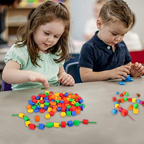 Niktule Cuentas de cordones para niños, cuentas de rosca, juguetes de terapia ocupacional para niños de 3 años de edad, habilidades motoras finas actividades de desarrollo juguete para autismo OT