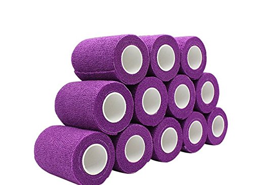 nilo Antiadherente vendas – 12 rollos de 10 cm x 4,5 m, etiqueta vendaje, elástico vendaje (Morado)