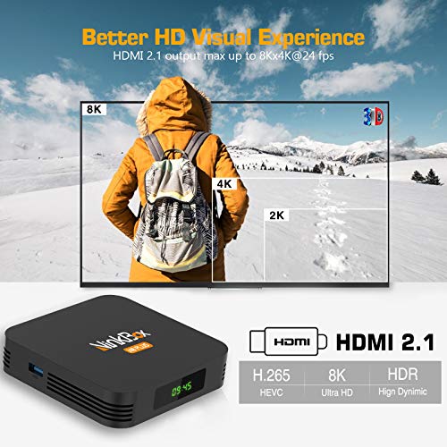 NinkBox Android TV Box 9.0, 【4G+64G】 N8 Plus TV Box Android, Bluetooth 4.0, TV Box de Amlogic S905X3 Quad-Core 64bit Cortex-A55, LAN 100M Wi-Fi 2.4G/5G, 3D Ultra HD 8K Smart TV Box