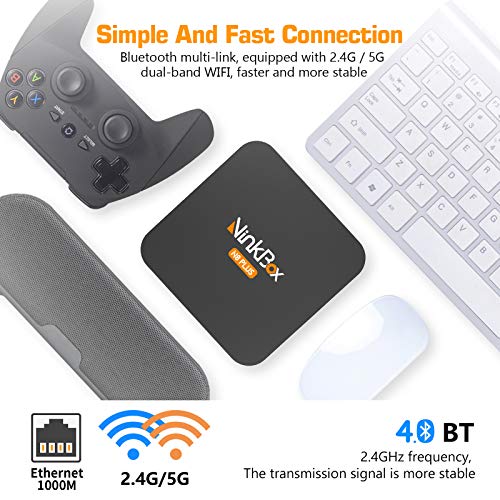 NinkBox Android TV Box 9.0, 【4G+64G】 N8 Plus TV Box Android, Bluetooth 4.0, TV Box de Amlogic S905X3 Quad-Core 64bit Cortex-A55, LAN 100M Wi-Fi 2.4G/5G, 3D Ultra HD 8K Smart TV Box