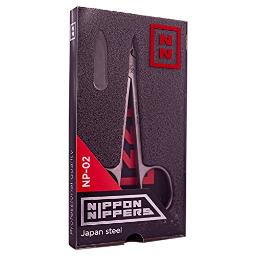 Nippon Nippers, Alicates Profesionales Podología en Tijeras, Uñas Encarnadas, Pedicura Manicura, 9 mm, Hojas con talón, Acero Japonés, Afilado Manual, NP-02