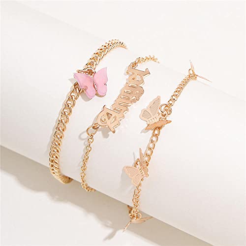 NIUBKLAS Tobillera Pulsera Pulsera de Tobillo de Mariposa Multicapa Chaqueta Simple Bohemia para Mujer Cubierta de pie de Tobillo Dorado Walk -50261