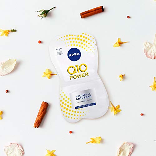 NIVEA Q10 Power Mascarilla Antiedad pack 24 (24 x 15 ml), mascarilla facial antiarrugas para suavizar las líneas de expresión, máscara antiedad para piel suave y radiante