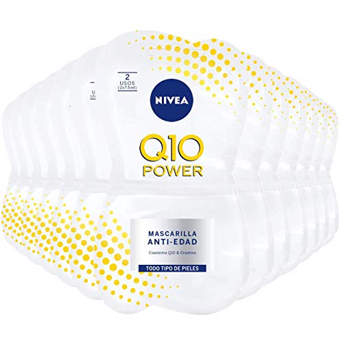 NIVEA Q10 Power Mascarilla Antiedad pack 24 (24 x 15 ml), mascarilla facial antiarrugas para suavizar las líneas de expresión, máscara antiedad para piel suave y radiante