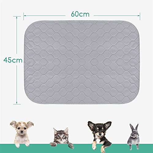 Nobleza - Empapadores para Perros Pequeños, Almohadillas de Entrenamiento Lavables para Mascotas, Reutilizable Absorbente Cojín Antideslizante Pet Pee Pad Paquete de 3 (60 * 45cm), Gris