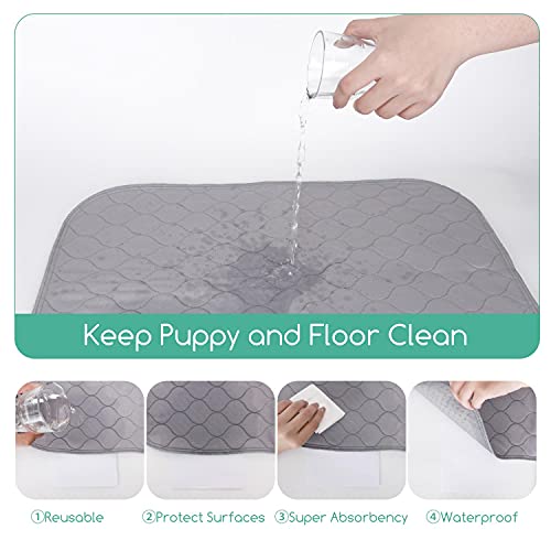 Nobleza - Empapadores para Perros Pequeños, Almohadillas de Entrenamiento Lavables para Mascotas, Reutilizable Absorbente Cojín Antideslizante Pet Pee Pad Paquete de 3 (60 * 45cm), Gris