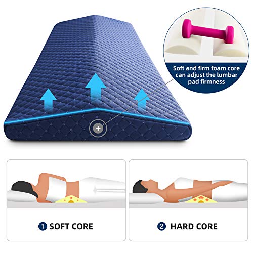 NOFFA Almohada Lumbar para Dormir, Almohada Lumbar para la Parte Inferior de la Espalda, Ortopédico Cojin Lumbar Cama Viscoelástica Espuma, Suave Firmeza Ajustable