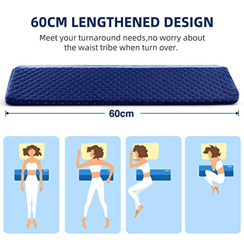 NOFFA Almohada Lumbar para Dormir, Almohada Lumbar para la Parte Inferior de la Espalda, Ortopédico Cojin Lumbar Cama Viscoelástica Espuma, Suave Firmeza Ajustable