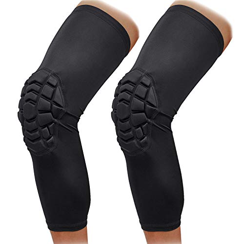 NONMON Rodillera Deportiva Extensible Compresión Baloncesto,Almohadilla 9mm Grosor,Mangas de Pierna Soporte Antideslizante para Hombre Mujere,Protección para Voleibol Rugby Correr Fútbol,1 Par