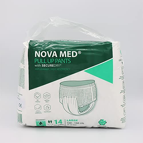 Novamed Almohadillas para incontinencia, pañales para adultos – 14 por paquete (grandes) – absorción de 1800 ml