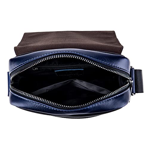 Nuevo bolso bandolera para hombre, de piel, estilo informal, bolso de negocios, trabajo, estudio, personalidad, multibolsillos., azul,