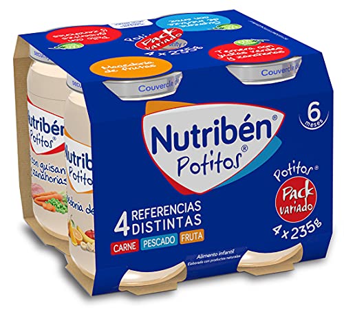 Nutribén Pack de 24 Potitos en Sabores Variados, Desde los 6 Meses, 24 x 235gr