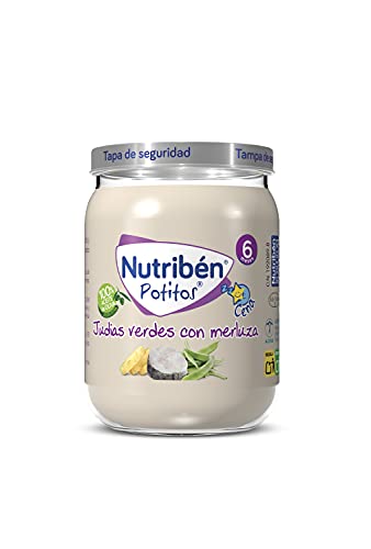 Nutribén Potitos Cena De Judías Verdes y Merluza Desde Los 6 Meses, 3 Bipacks (6 X 190 Gr.)