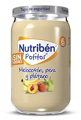 Nutribén Potitos Melocoton Pera y Platano Desde Los 6 Meses Pack de 6 x 235gr