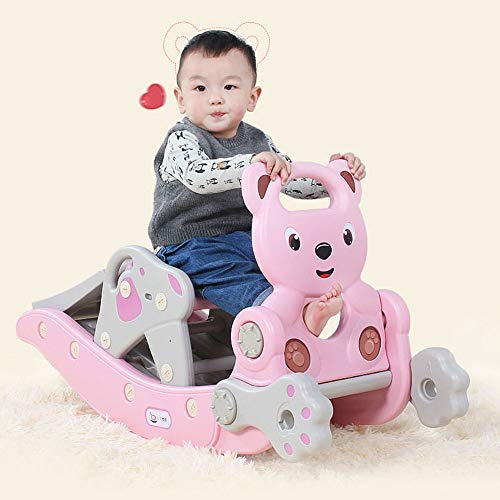 NXYJD Silla de Caballo Mecedora Multifuncional para niños 2 en 1 con música Cochecito de bebé Paseo en Juguetes Silla de Empuje 360 Rueda Universal